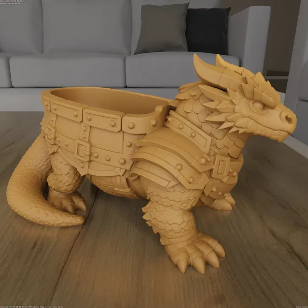 Mô hình in 3D STL Chậu Rồng Chiến Binh Bọc Giáp (Armored Warrior Dragon Planter) - Image 1