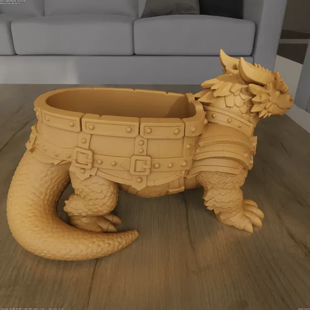 Mô hình in 3D STL Chậu Rồng Chiến Binh Bọc Giáp (Armored Warrior Dragon Planter) - Image 2
