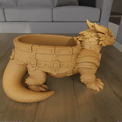 Mô hình in 3D STL Chậu Rồng Chiến Binh Bọc Giáp (Armored Warrior Dragon Planter)