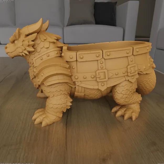 Mô hình in 3D STL Chậu Rồng Chiến Binh Bọc Giáp (Armored Warrior Dragon Planter) - Image 5
