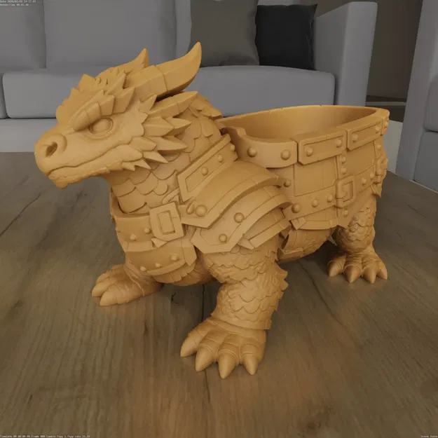 Mô hình in 3D STL Chậu Rồng Chiến Binh Bọc Giáp (Armored Warrior Dragon Planter) - Image 6