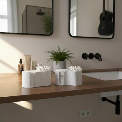 Hộp đựng Q-tip & bông tẩy trang gân hiện đại