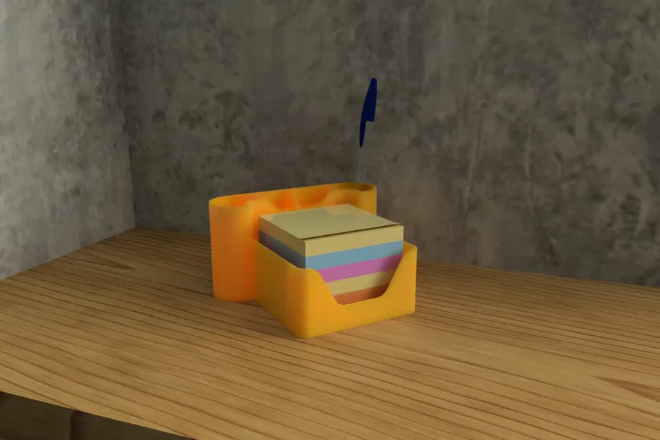 Khay sắp xếp bàn làm việc có ngăn Post-it & 2 khe bút – In 3D - Image 1