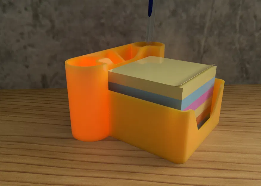 Khay sắp xếp bàn làm việc có ngăn Post-it & 2 khe bút – In 3D - Image 4