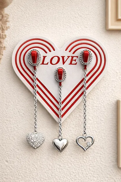Trái tim Valentine treo dây chuyền / Giá treo trang sức - Image 1