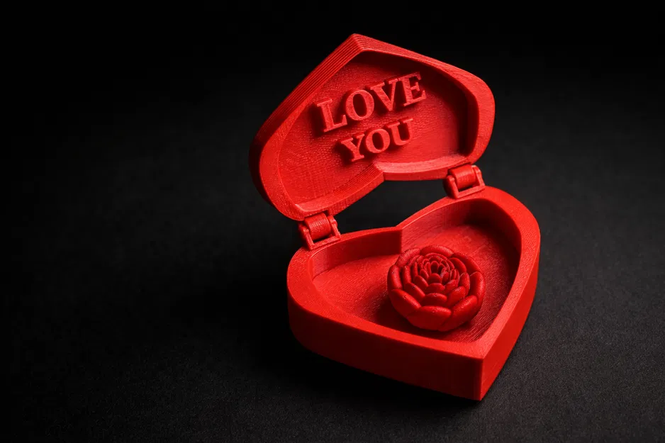 Hộp Trái Tim In 3D Kèm Hoa Hồng – “Love You” - Image 1