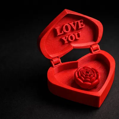 Hộp Trái Tim In 3D Kèm Hoa Hồng – “Love You”