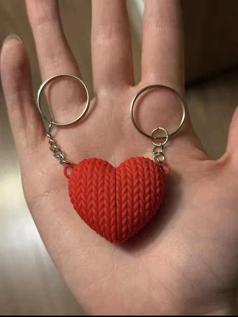 Móc khóa Valentine Trái tim đan len nam châm 2 mảnh - Image 2