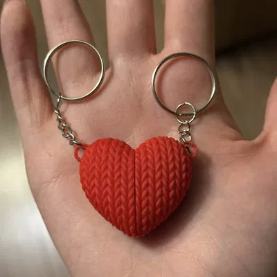 Móc khóa Valentine Trái tim đan len nam châm 2 mảnh