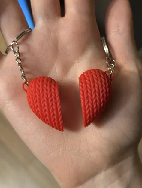 Móc khóa Valentine Trái tim đan len nam châm 2 mảnh - Image 3