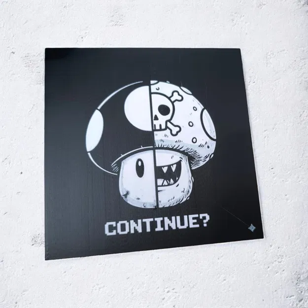 1UP hoặc Game Over – Tranh treo tường nấm tách đôi - Image 1