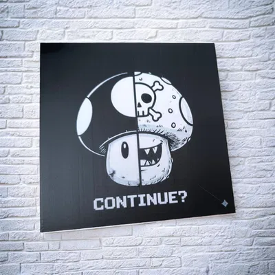 1UP hoặc Game Over – Tranh treo tường nấm tách đôi