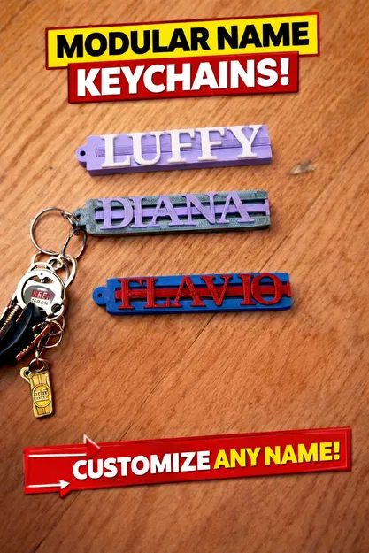 Móc Khóa Tên Modular – Hệ Chữ Tùy Biến 100% | In Nhanh, Dễ - Image 1