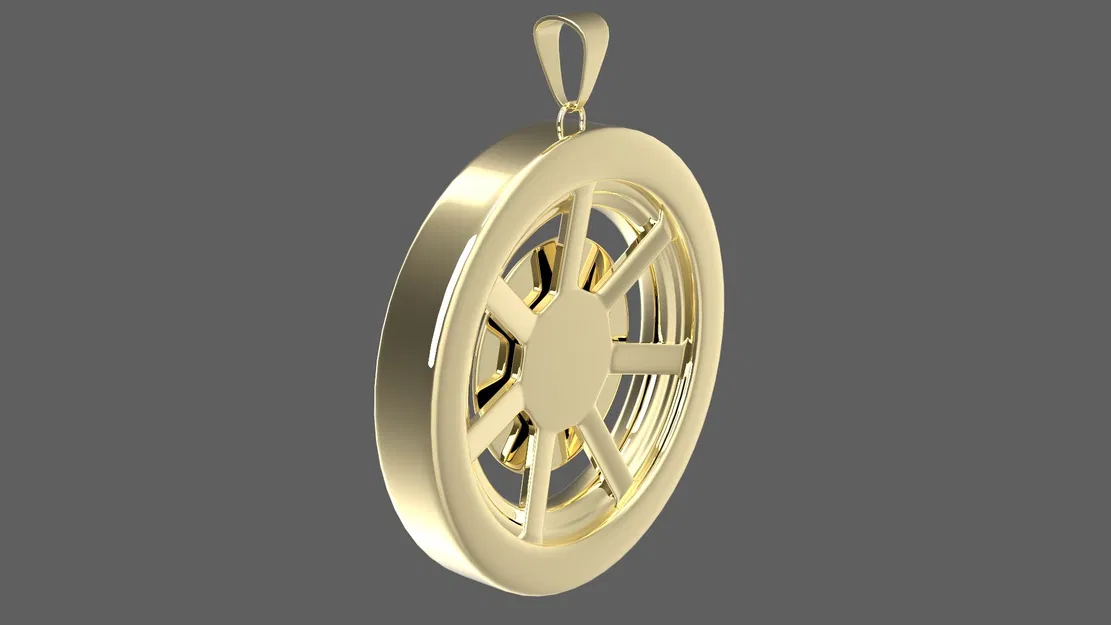 Mặt Dây Chuyền Bánh Xe Vàng Đơn Giản (Simple Gold Wheel Pendant) - Image 1