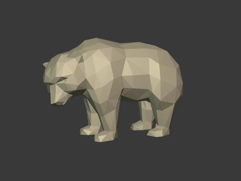 Tượng Gấu Polygonal sẵn sàng để in 3D - Image 1