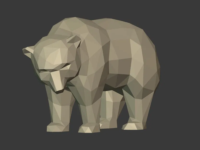 Tượng Gấu Polygonal sẵn sàng để in 3D - Image 3