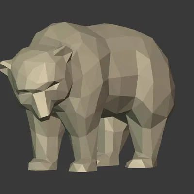 Tượng Gấu Polygonal sẵn sàng để in 3D