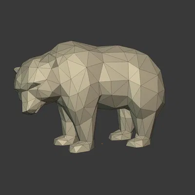 Tượng Gấu Polygonal sẵn sàng để in 3D