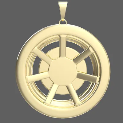 Mặt Dây Chuyền Bánh Xe Vàng Đơn Giản (Simple Gold Wheel Pendant)