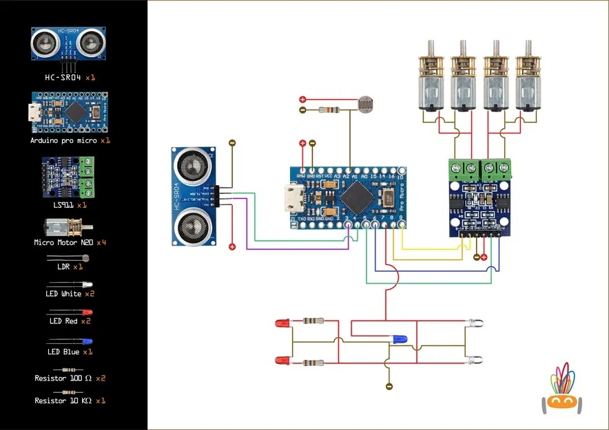 RoverT – Robot né vật cản có đèn (dùng Arduino, dễ in 3D) - Image 15