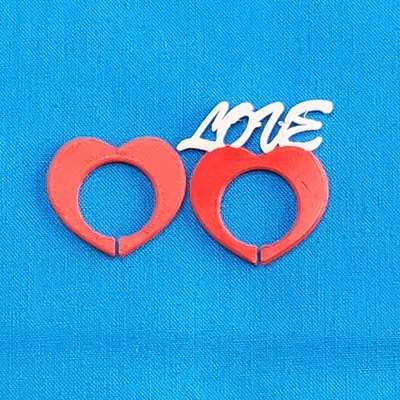 Nhẫn đôi Valentine hình trái tim đơn giản (His/Hers) có chữ Love