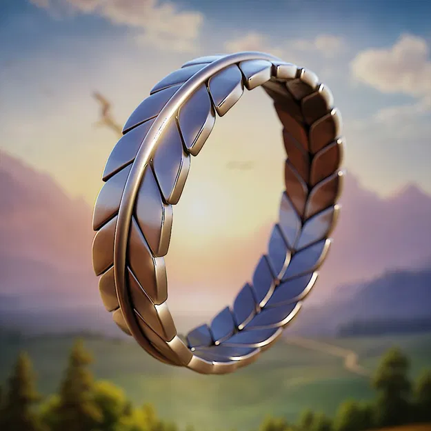 Nhẫn Lá Nguyệt Quế Vĩnh Cửu – Trang Sức Nature 3D Print Ready Jewelry 86 - Image 2