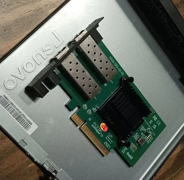 Bracket Lenovo M720Q cho 10Gtek PCI-E NIC X520-A2 Dual SFP+ - Image 2