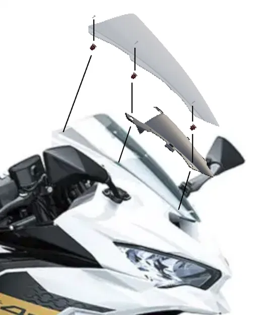 ZX-4RR Windshield Assmebly 3D Scan – Bản quét 3D cụm kính chắn gió - Image 1