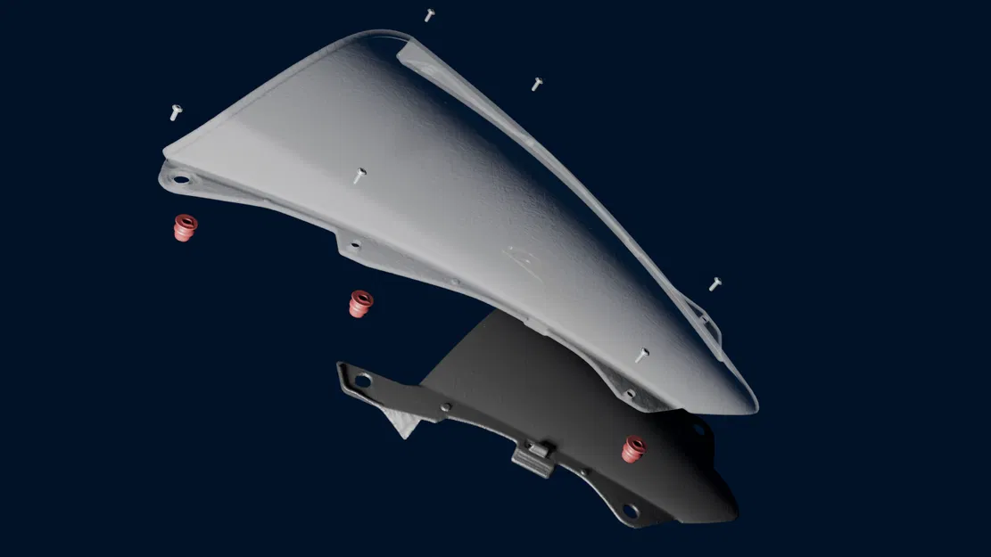 ZX-4RR Windshield Assmebly 3D Scan – Bản quét 3D cụm kính chắn gió - Image 2