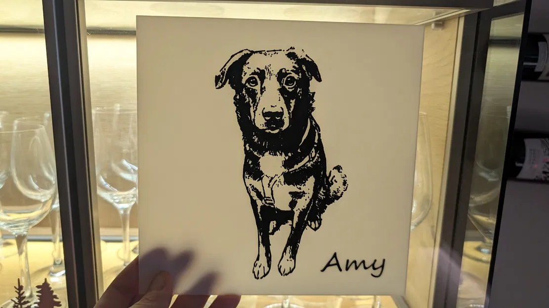 Tranh 3D hình chó có nhúng tên (lithophane-like) - Image 1