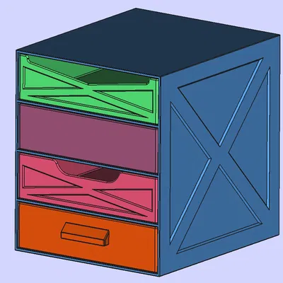 Tủ ngăn kéo 4 ngăn (B300 x H350 x T350) – Schubladenkasten drawer unit