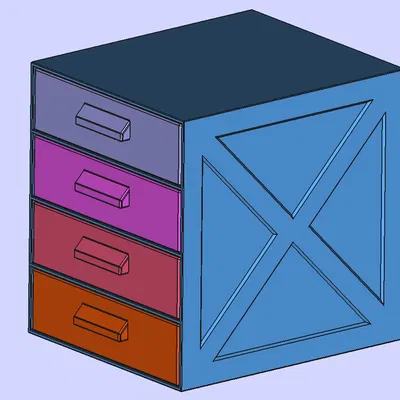 Tủ ngăn kéo 4 ngăn (B300 x H350 x T350) – Schubladenkasten drawer unit