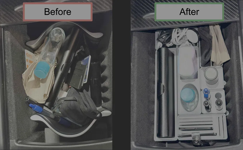 Adapter Gridfinity cho console Tesla Model S/X (5x3) - Image 2