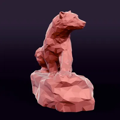 Tượng Gấu Polygonal (Low Poly) – Mẫu 3D Sẵn Sàng In