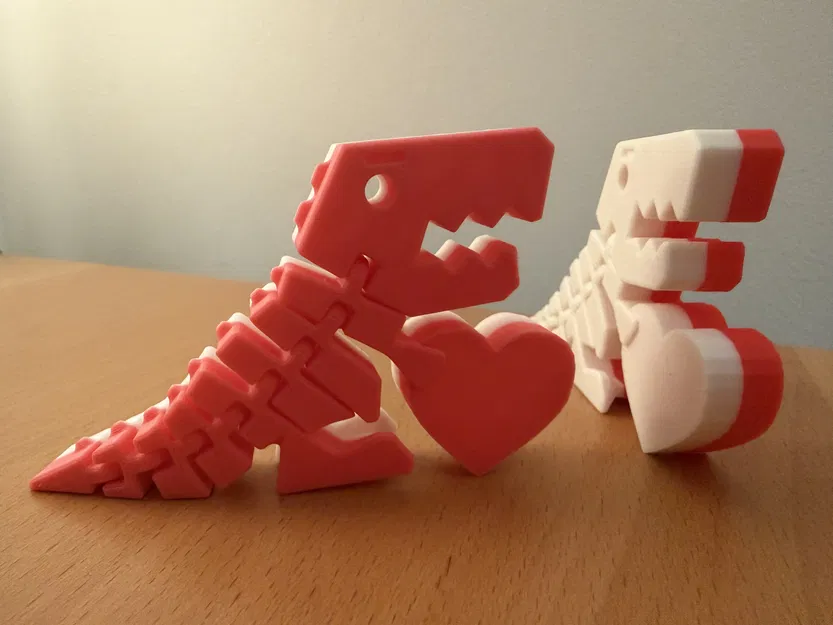 FlexiRex T-Rex dẻo bản Trái Tim Valentine (in sạch, không cần supports) - Image 1