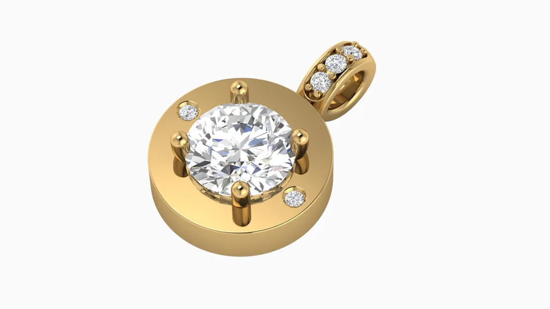 Mẫu CAD 3D Mặt Dây Chuyền Charm Kim Cương 1ct Sẵn Sàng 3D Printing & Casting - Image 3