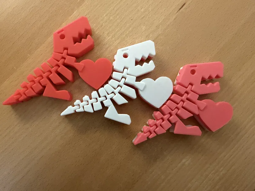 FlexiRex T-Rex dẻo bản Trái Tim Valentine (in sạch, không cần supports) - Image 2