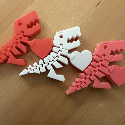FlexiRex T-Rex dẻo bản Trái Tim Valentine (in sạch, không cần supports)