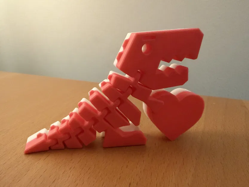 FlexiRex T-Rex dẻo bản Trái Tim Valentine (in sạch, không cần supports) - Image 3