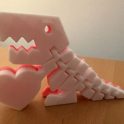 FlexiRex T-Rex dẻo bản Trái Tim Valentine (in sạch, không cần supports)