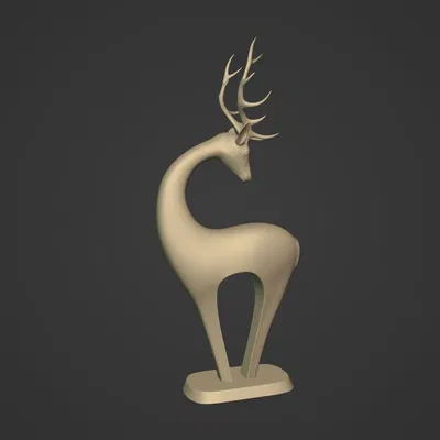 Tượng Hươu Trừu Tượng Sẵn Sàng cho In 3D