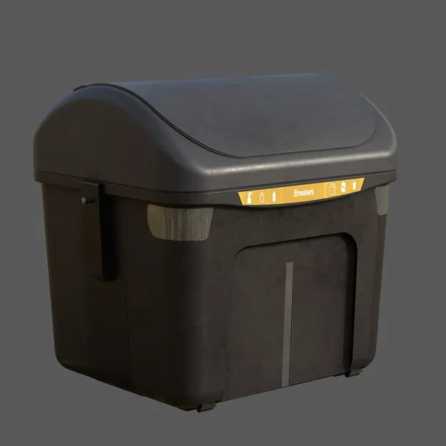 Thùng Tái Chế Vàng Tây Ban Nha (Bao Bì Nhựa) 3D Realistic Urba - Image 3