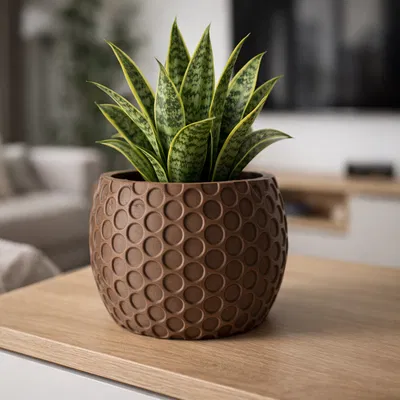Chậu Circles Planter – Decor Botany Chic với họa tiết vòng tròn hiện đại