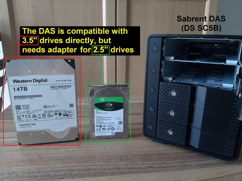 Adapter gắn ổ 2.5" vào dock Sabrent DS-SC5B (2.5" → 3.5" SSD/HDD) - Image 2