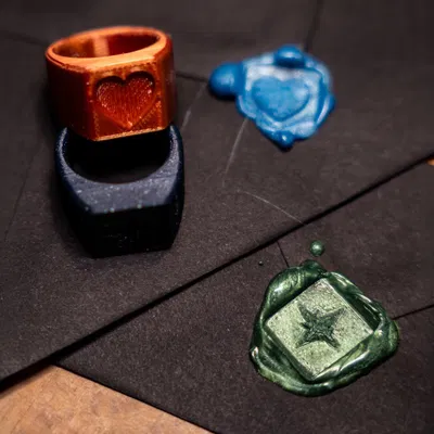 Nhẫn Con Dấu Sáp – Trái Tim & La Bàn Hoa Gió