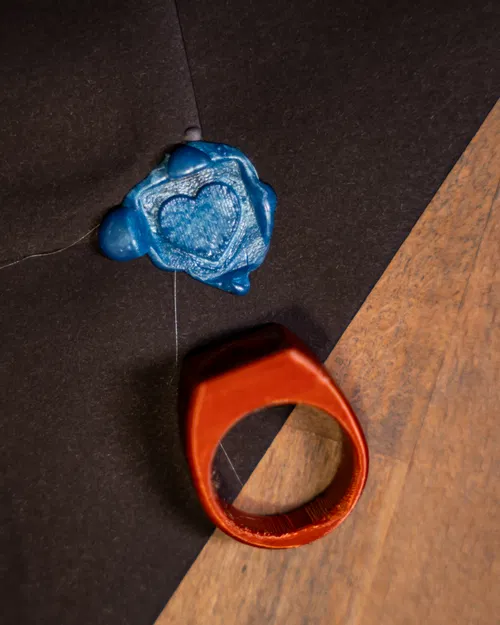 Nhẫn Con Dấu Sáp – Trái Tim & La Bàn Hoa Gió - Image 4