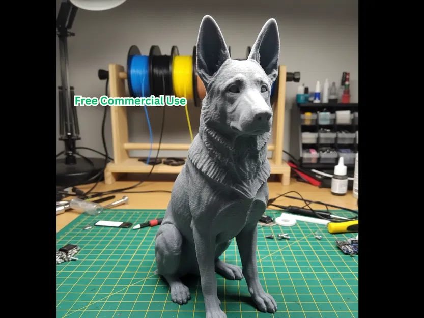 Tượng Chó German Shepherd Tả Thực Tư Thế Ngồi - Image 1