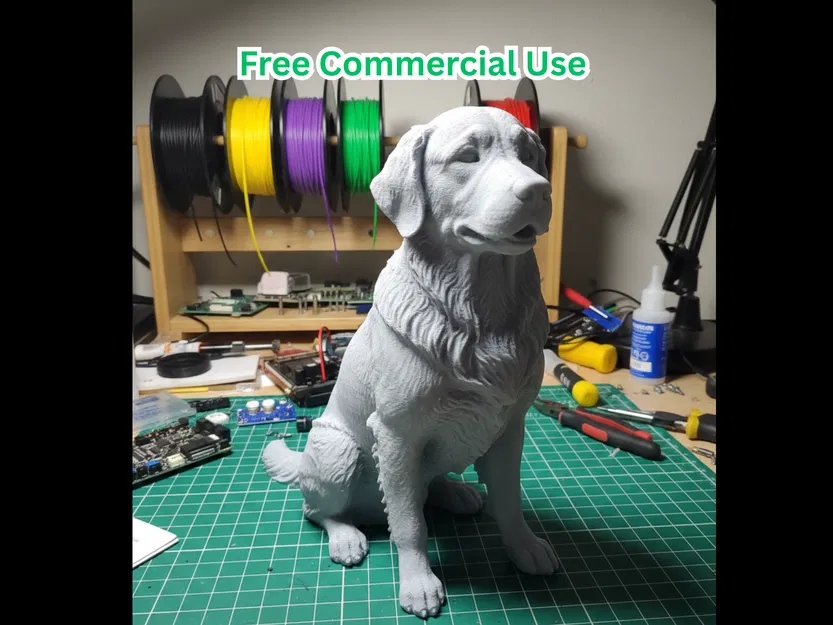 Tượng Chó Golden Retriever Ngồi Chân Thực - Image 1