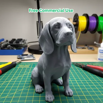 Tượng Chó Beagle Ngồi Chân Thật