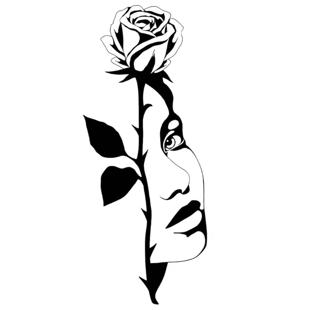 Wallart 14 – Wall art hình bông hồng và người phụ nữ - Image 1